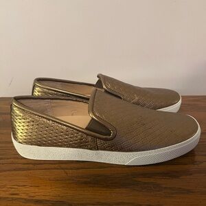 Vince Camuto Women's Cariana Bronze Leather Slip-On Sneakers Shoes Size 8 M
